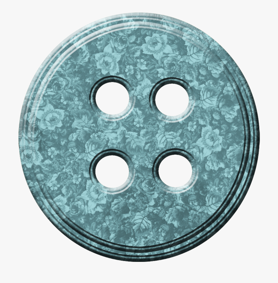 Blue floral button.