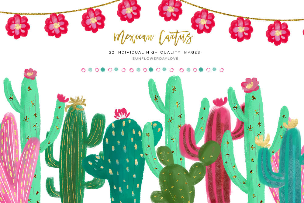 Mexican Succulent Clipart, Mexican Cactus Clipart, By