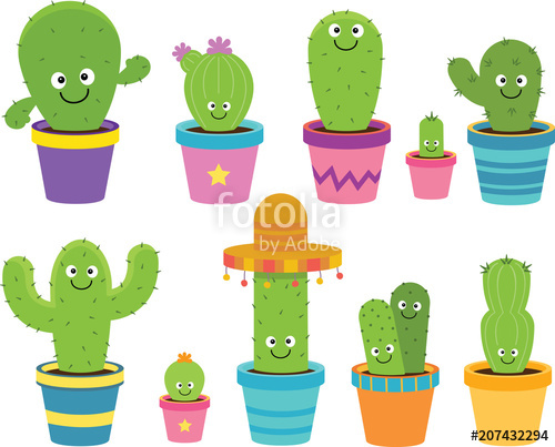 Cartoon cactus clipart.