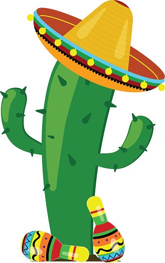 Cactus Maracas IN A Sombrero stock vectors