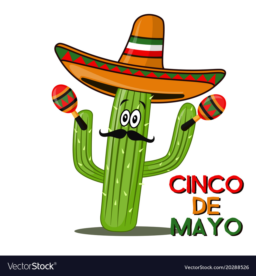 Cinco de mayo sombrero chili pepper cactus and