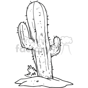 Black and white cartoon cactus clipart