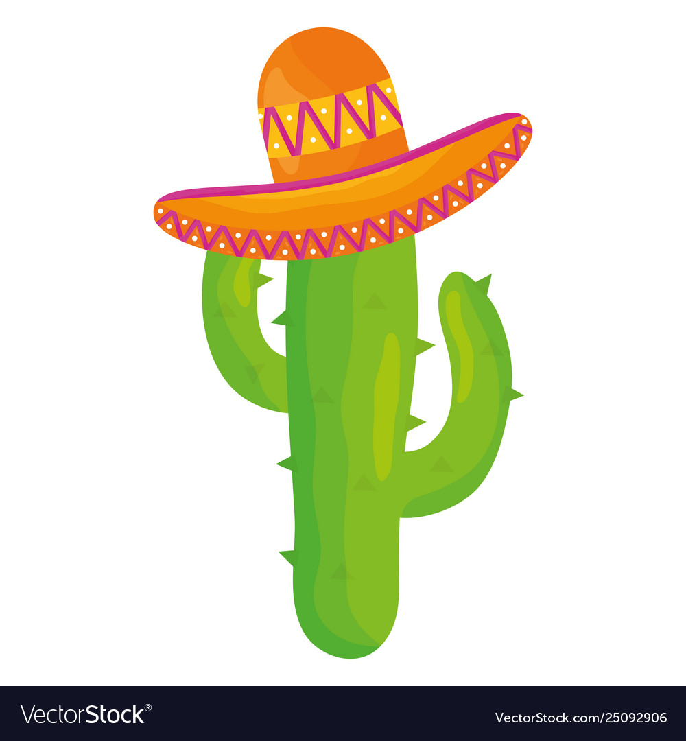 Cactus plant with mexican hat vector image