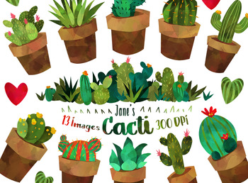 Watercolor Cacti Clipart