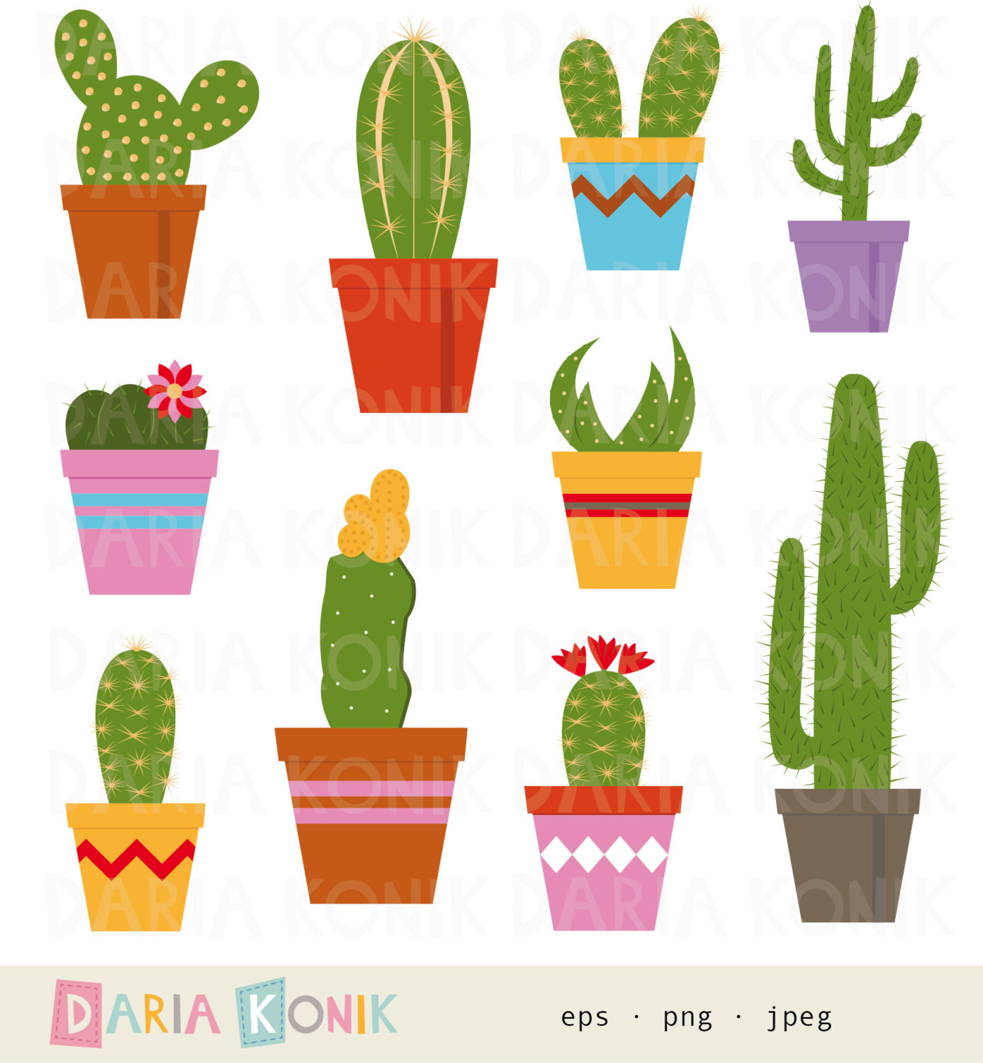 Potted cactus clipart.