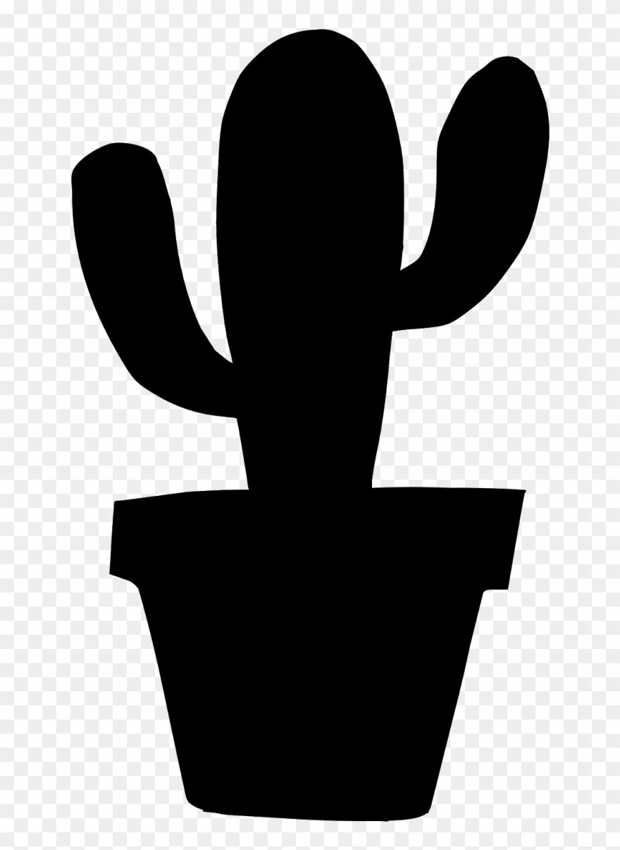 Cactus Black And White Silhouette , Png Download