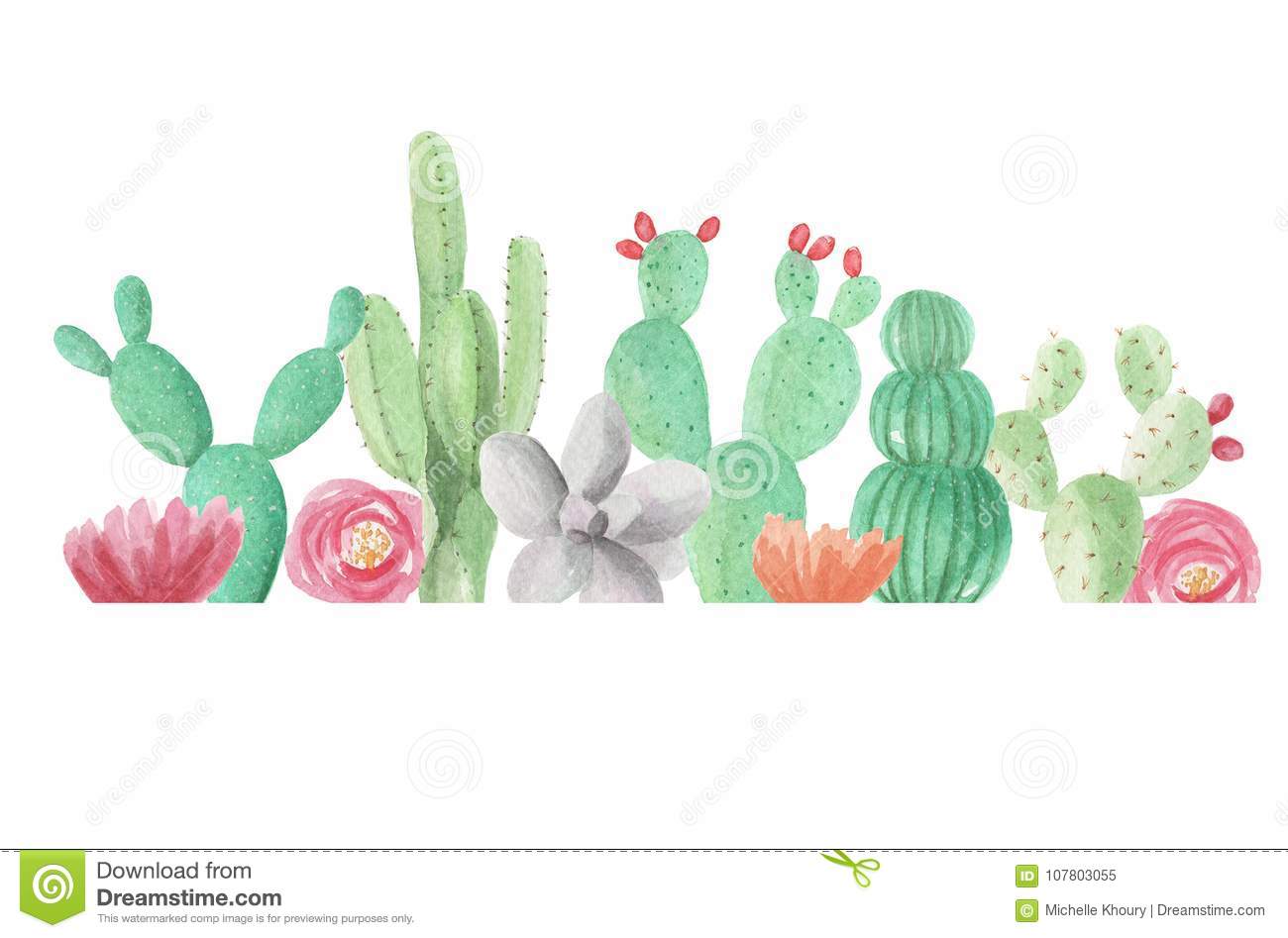 Free watercolor cactus clipart