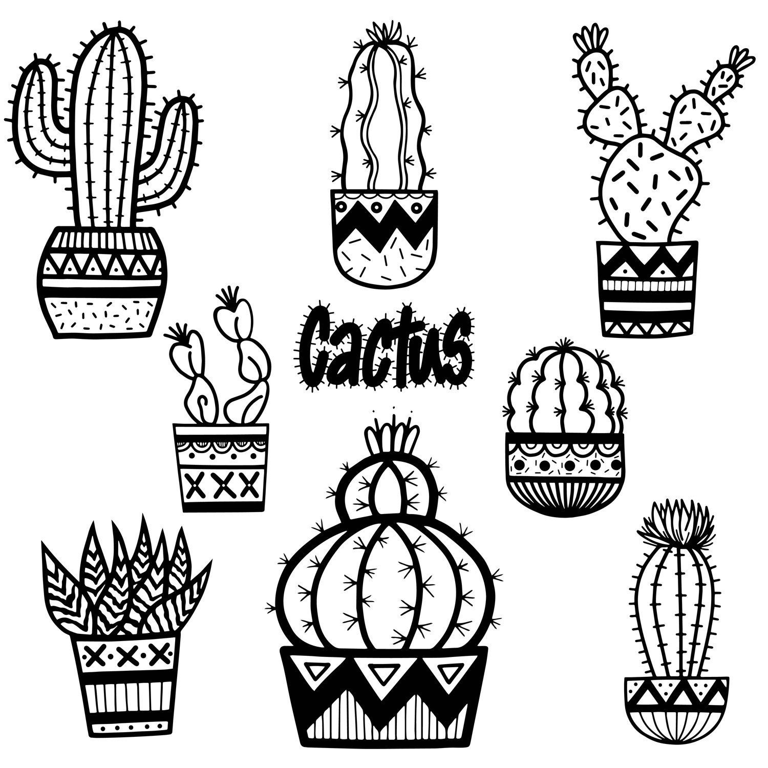 Cactus Clip Art, Cactus, Cute cactus,hand drawn, Doodles