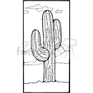 Black and white cactus clipart