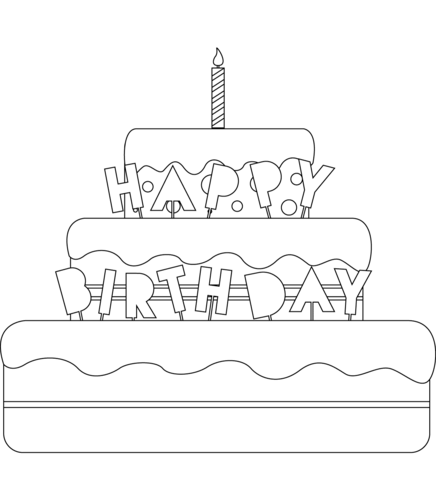 Happy Birthday Cake coloring page