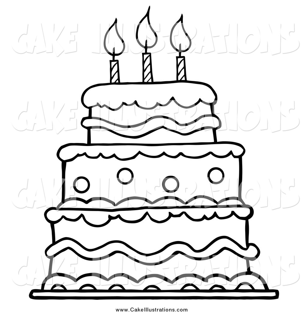 Birthday Cake Black And White Clipart