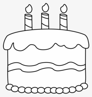 Free Birthday Cake Black And White Clip Art with No