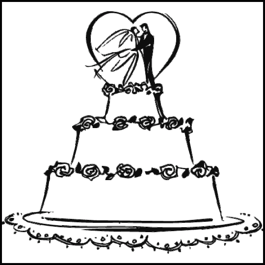 Wedding cake clipart black and white