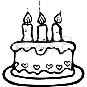 Black outline of a birthday cake clipart