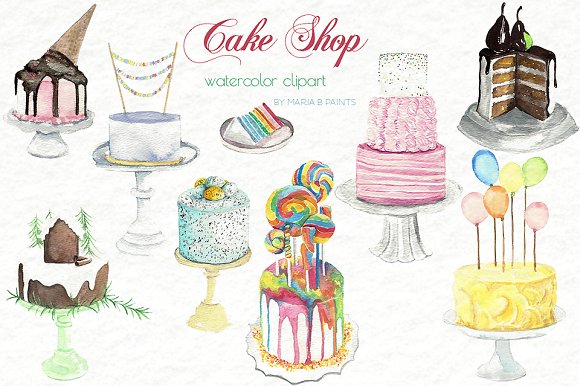 Watercolor cake clipart