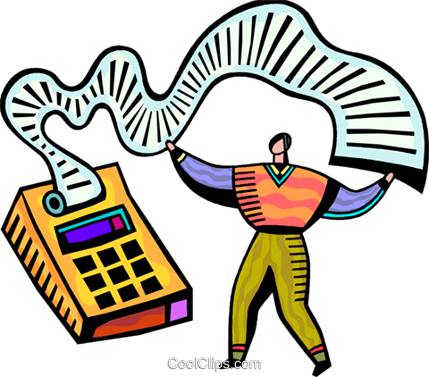 Accountant and his calculator Royalty Free Vector Clip Art