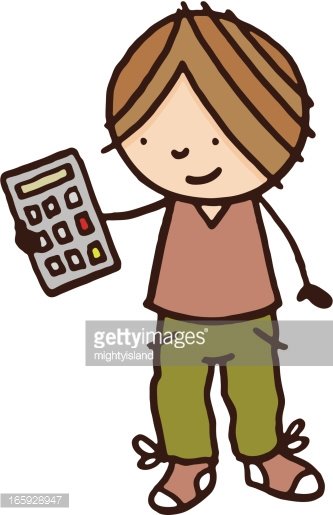 Boy holding calculator.