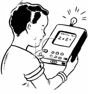A Boy Using an Electronic Math Calculator