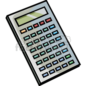 Gray calculator with colored buttons clipart