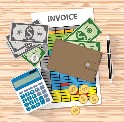 Invoice invoicing payment money calculator Clipart Image