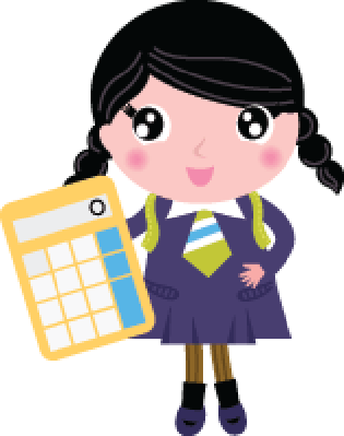 Beautiful School Girl with Yellow Calculator Isolated on