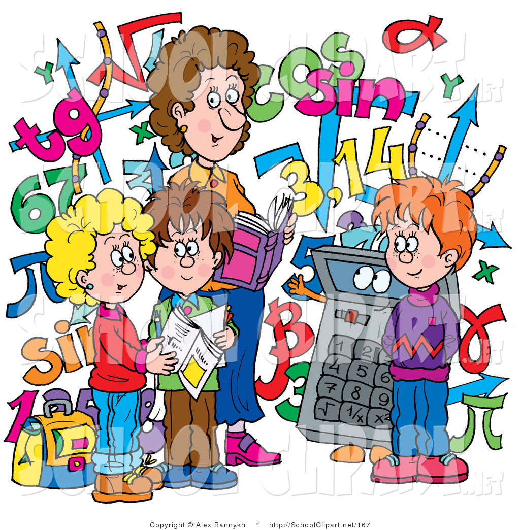 Clip Art of a Female Math Teacher and Students with a