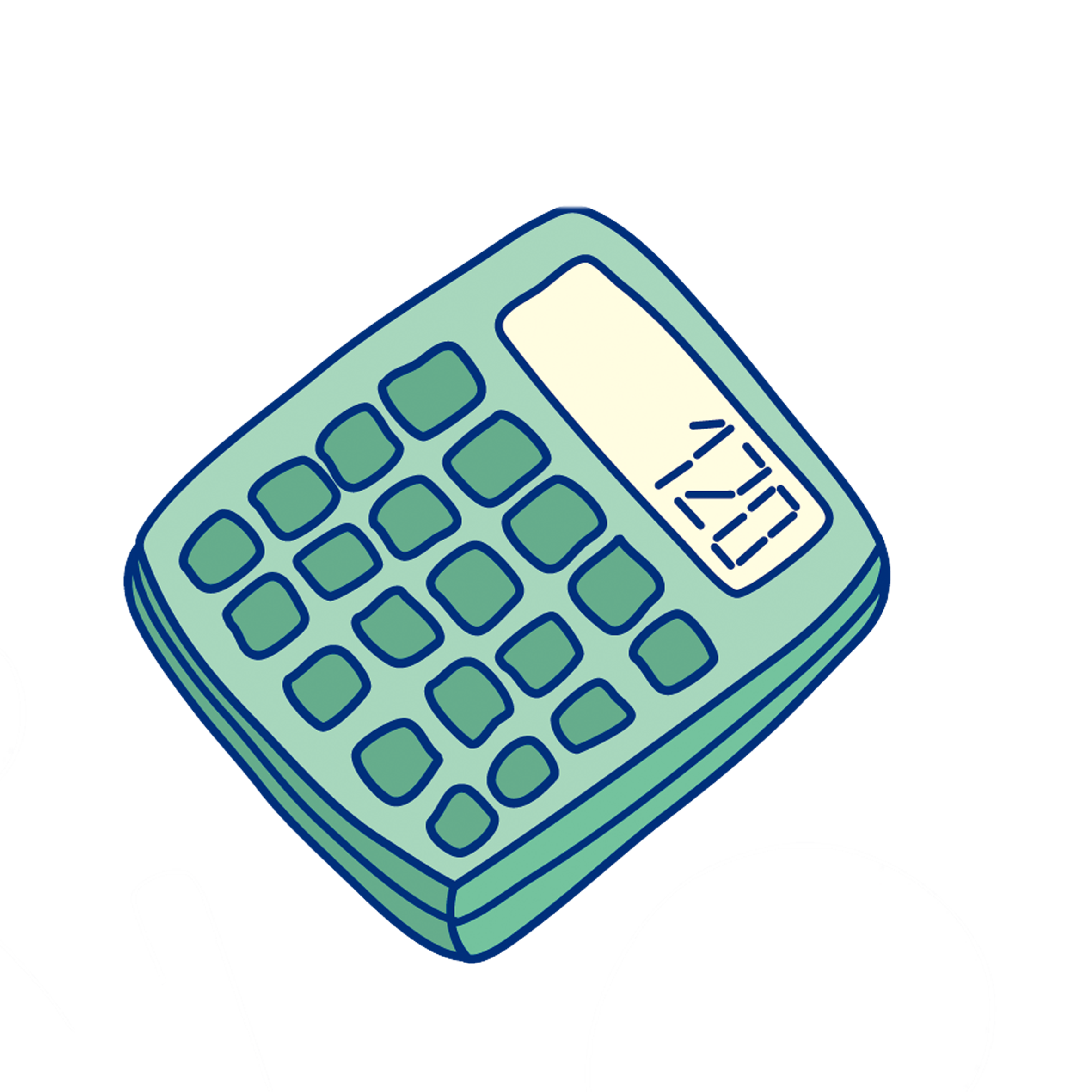 Cartoon illustration calculator.