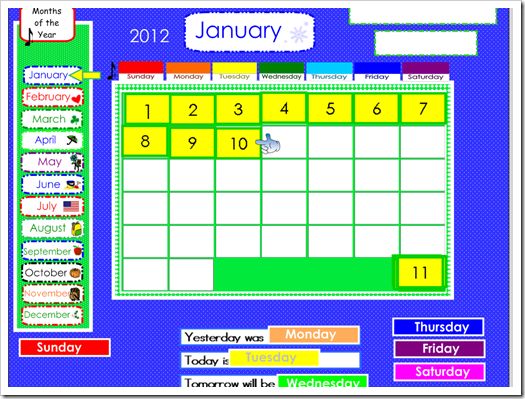 Kindergarten calendar clipart