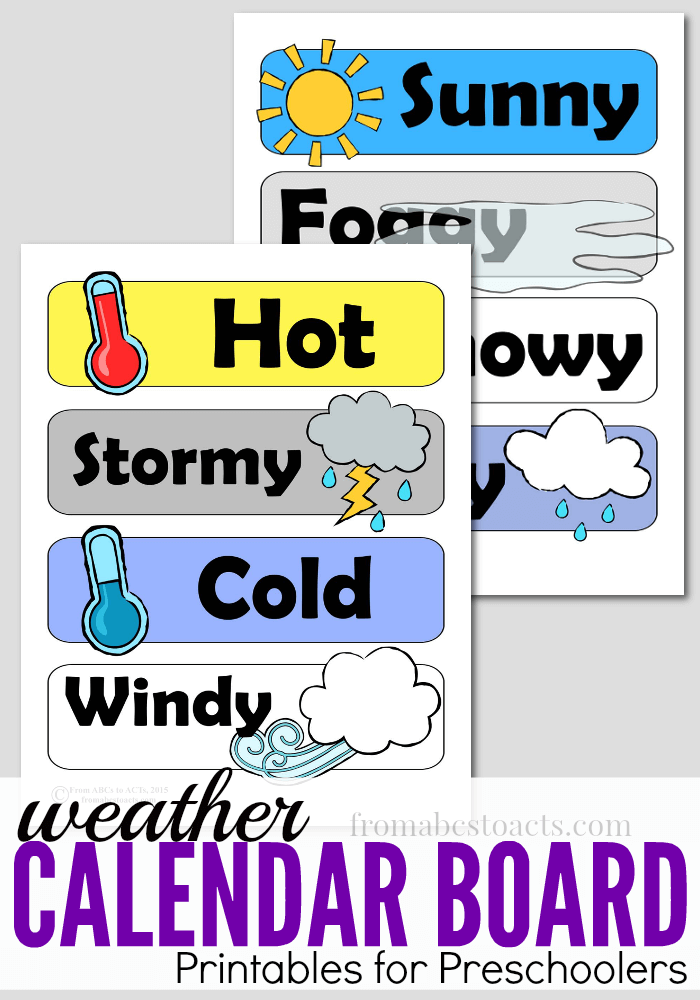 Preschool Calendar Board Weather Printables