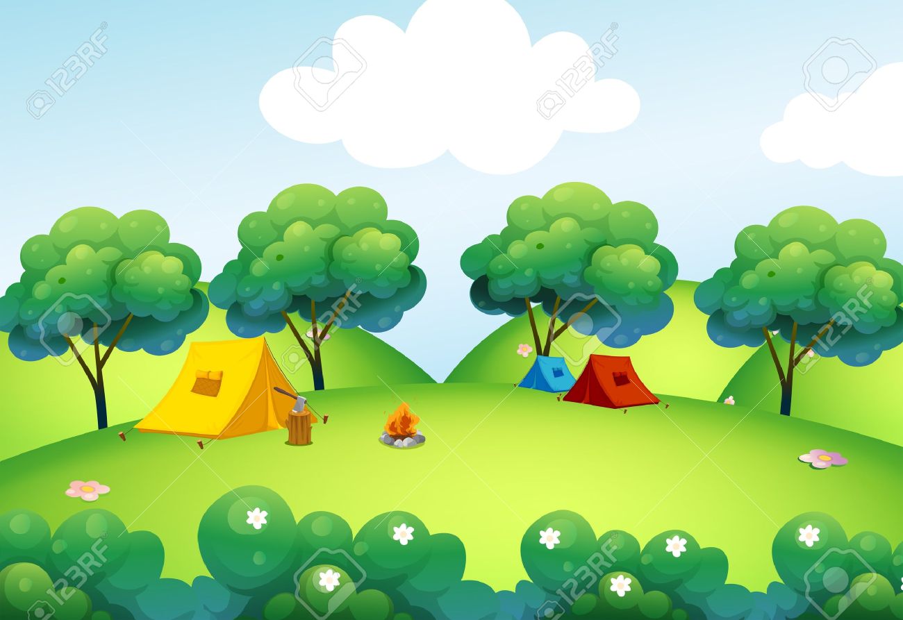 Camping background clipart