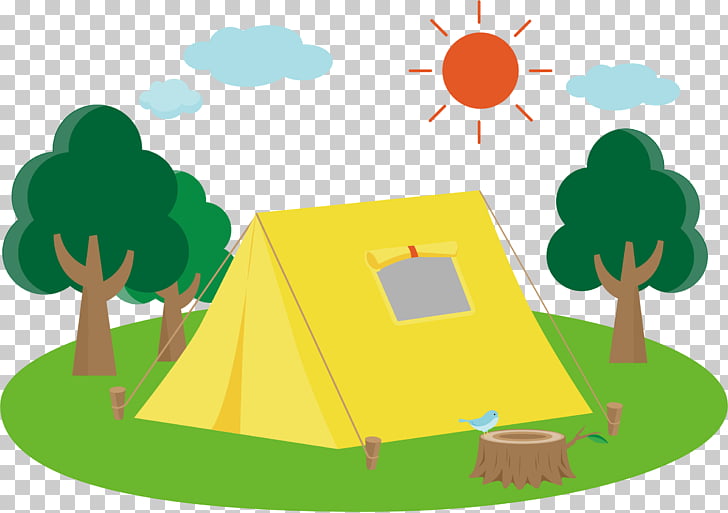 Camping Campsite , camping, yellow tent illustration PNG