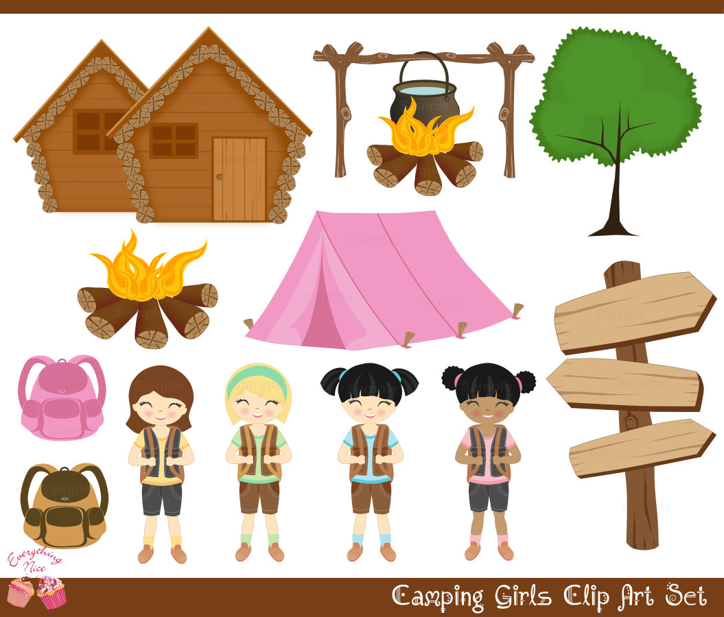 Girls camp clipart.