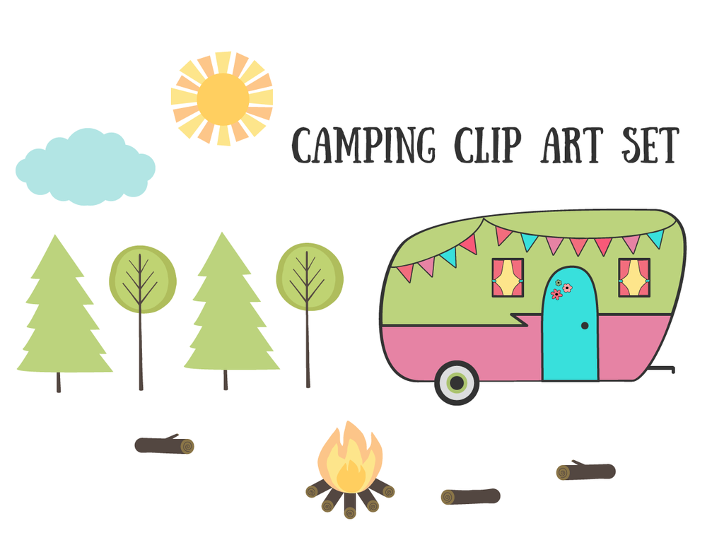 Free Vintage Retro Camping Clip Art Set by