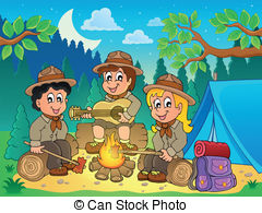 Boy scout camping Vector Clipart EPS Images