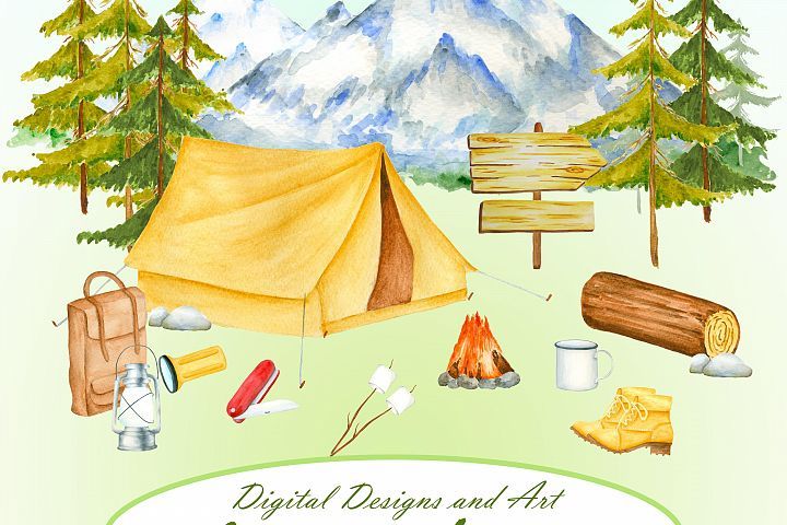 camping clipart template
