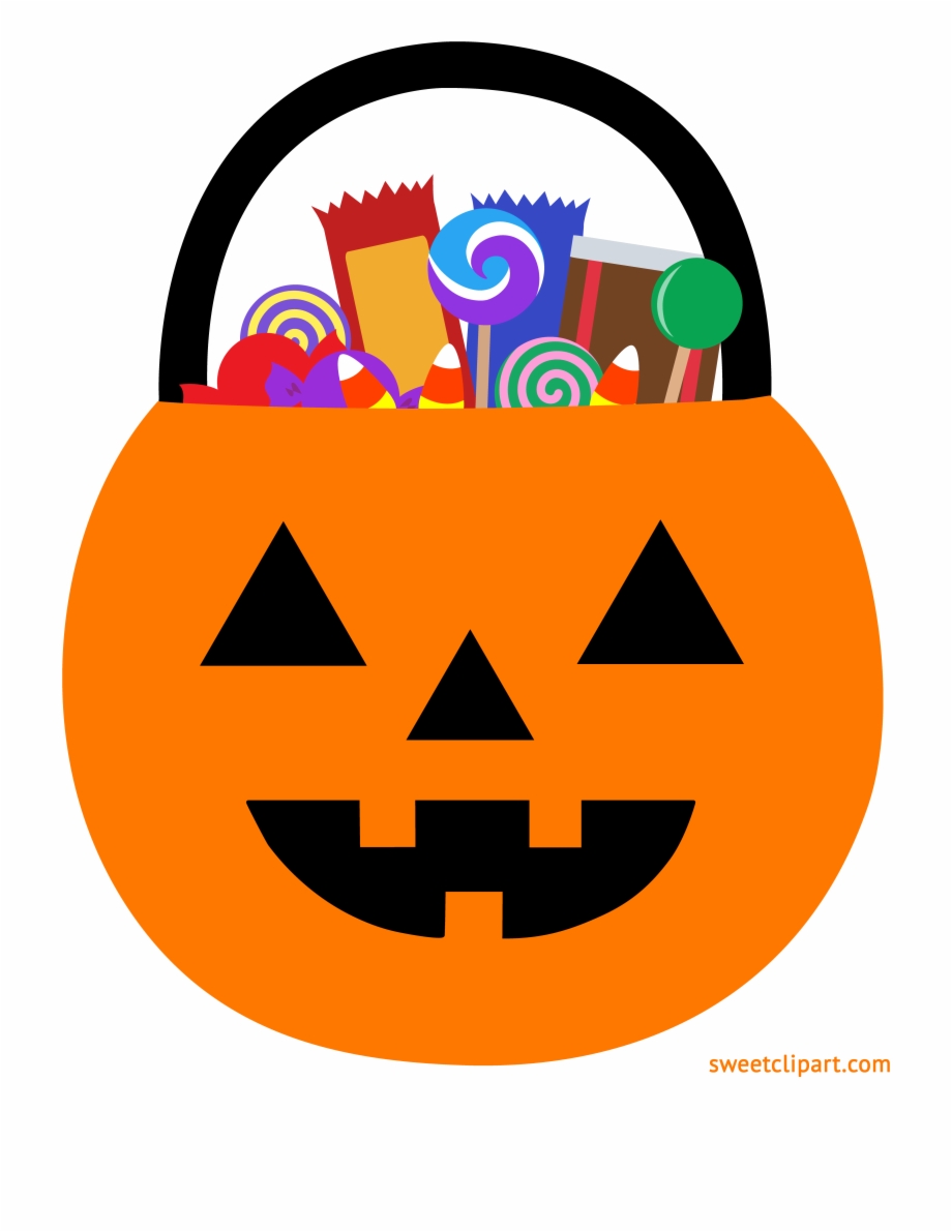 Halloween Pumpkin Pail With Candy Clipart