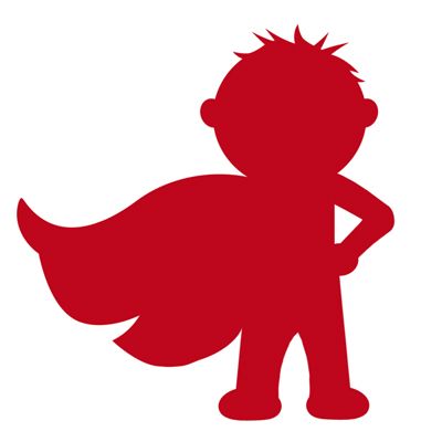 Superhero silhouette of little boy with cape