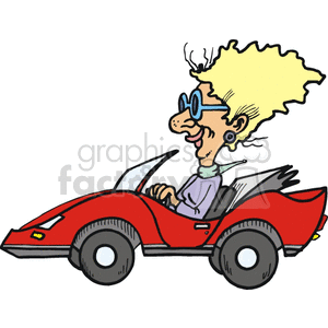 Women speeding in her red convertible clipart