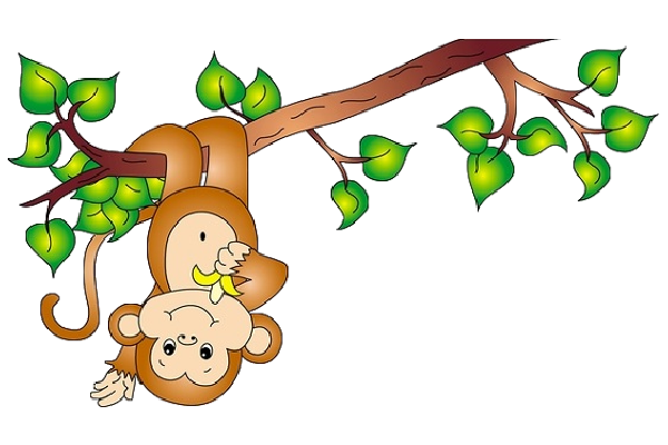 Monkey on a vine Cartoon Clip Art
