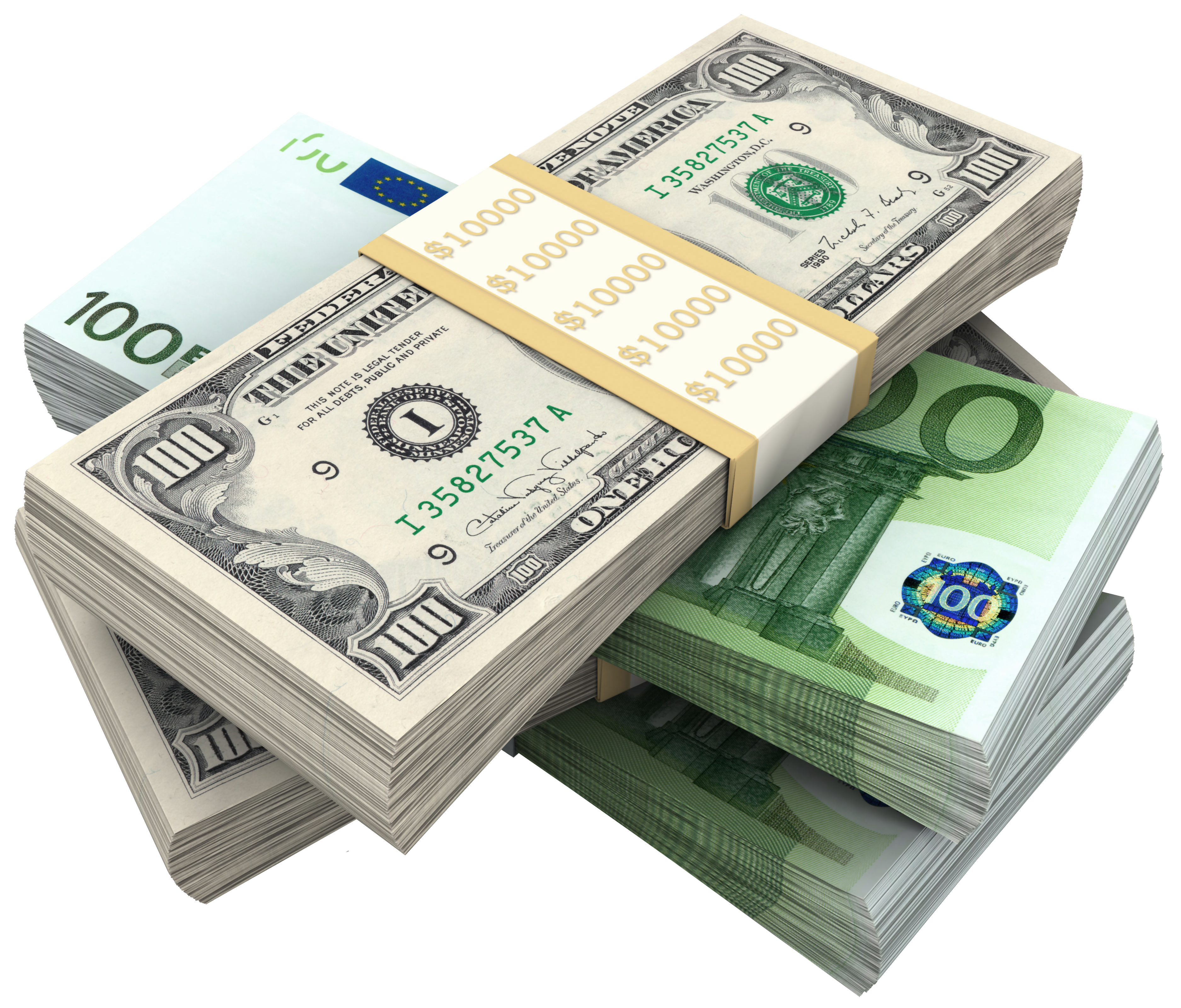Bundles Of Dollars and Euro PNG Clipart Picture
