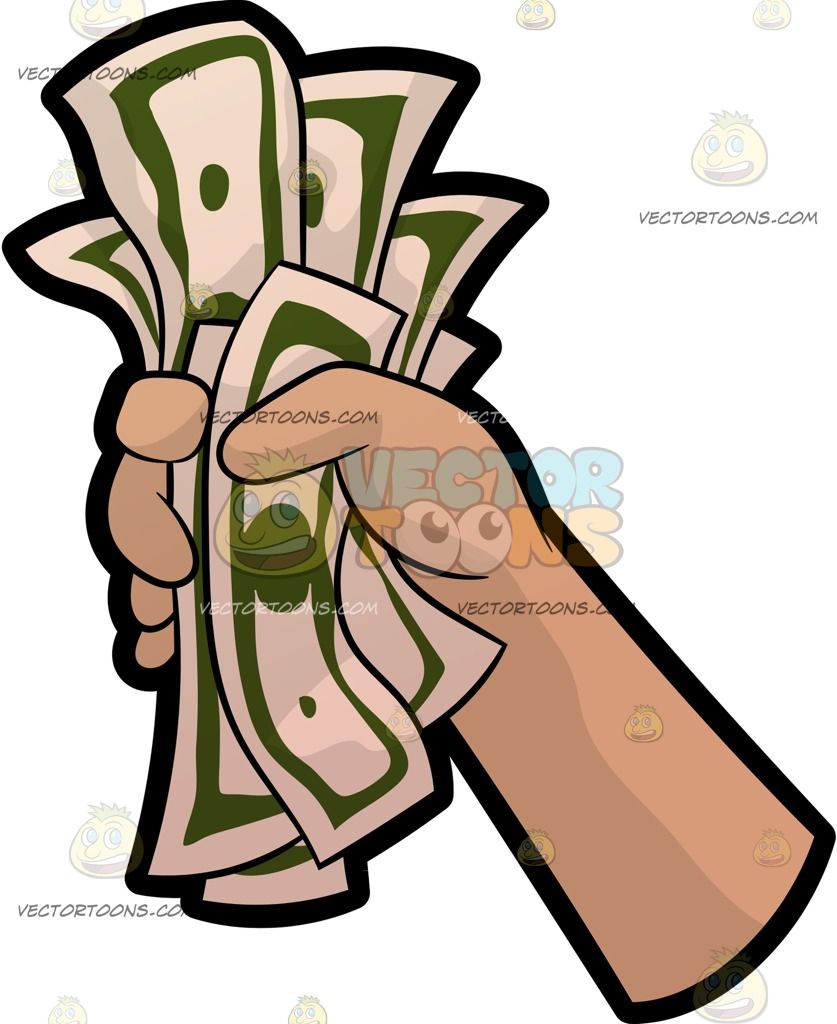 Cartoon A Hand Holding A Fist Full Of Money vector clip art