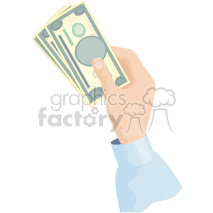 Hand holding cash.