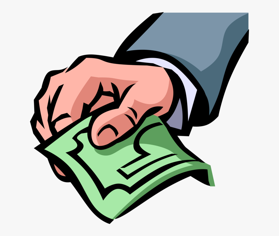 Vector Illustration Of Hand Offers Payment Cash Dollar
