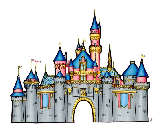 Disney castle drawing.