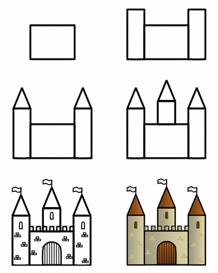 Drawing a cartoon castle
