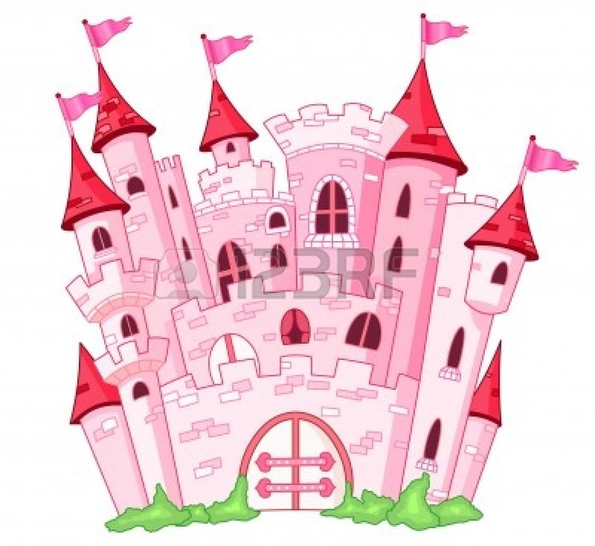 Pink princess castle clipart