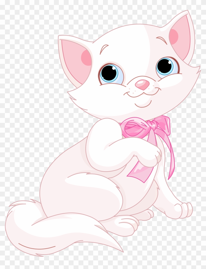 Cute Pink And White Cat Png Clipart Image