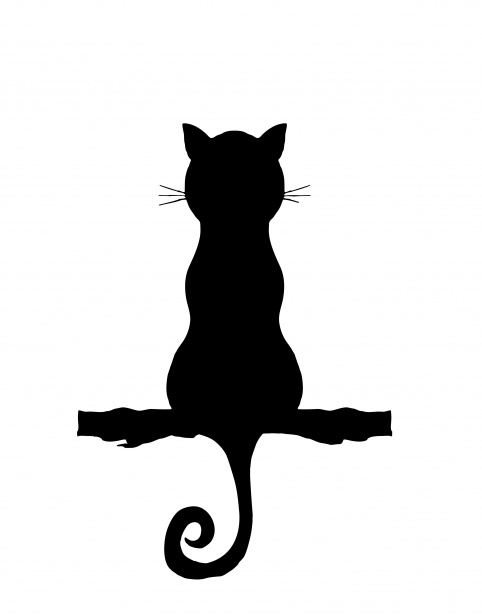 Cat silhouette sitting.