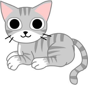 Clip art of a grey and white pet tabby cat kitten with large