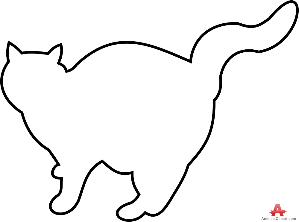 Free Black And White Cat Outline, Download Free Clip Art